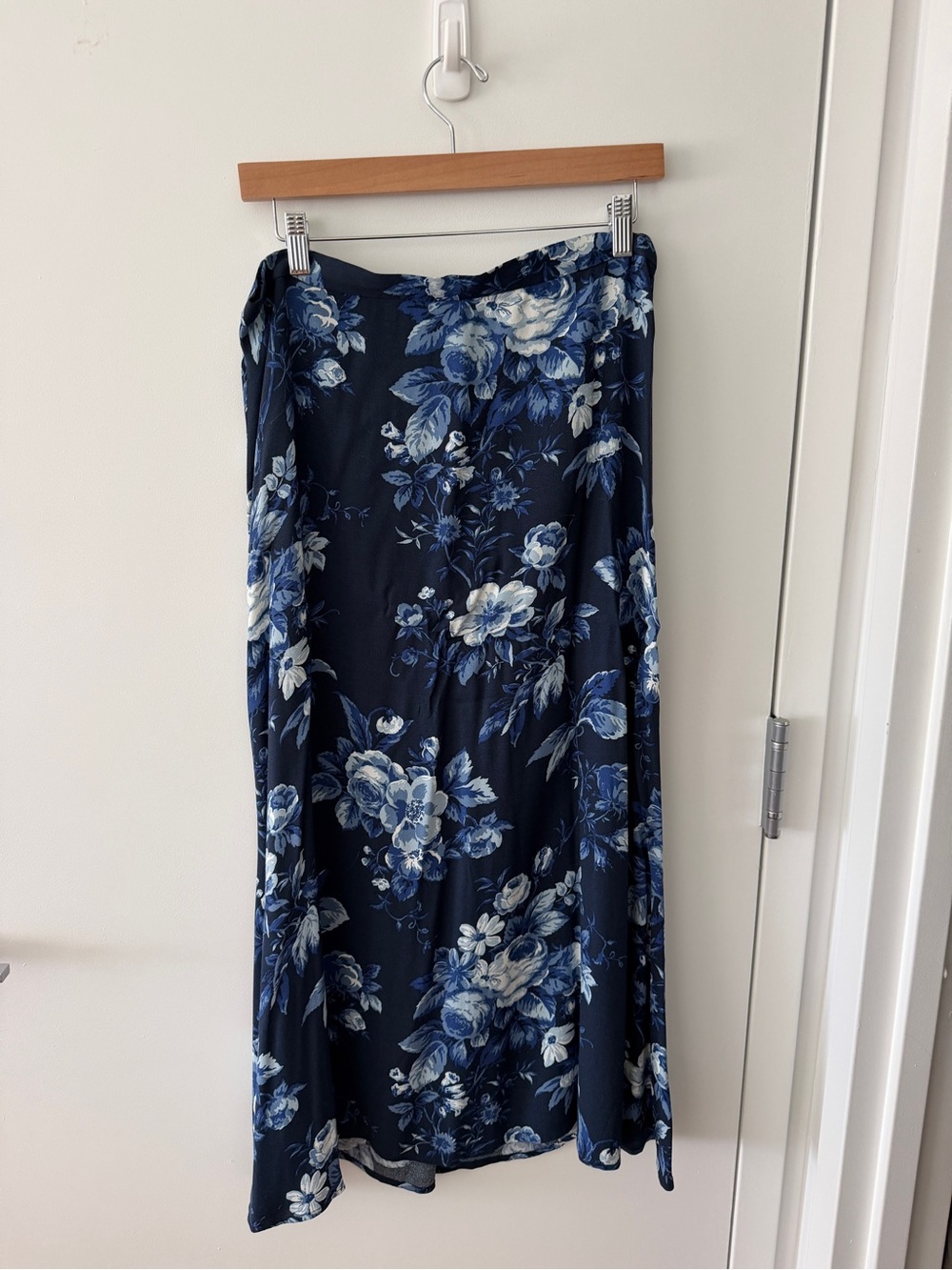 Reformation navy and blue floral maxi skirt
